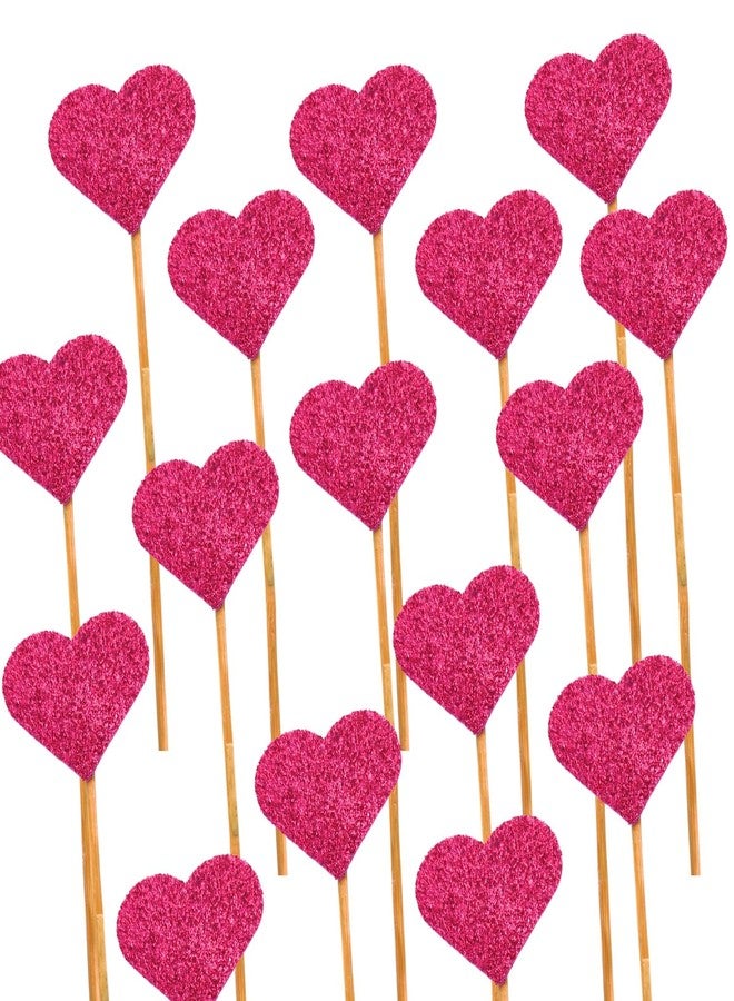 GLOBEADO Glitter Heart Cake Toppers 20 Pieces, Wooden Sticks, Party Decoration (20, Glitter Pink) - Image 1